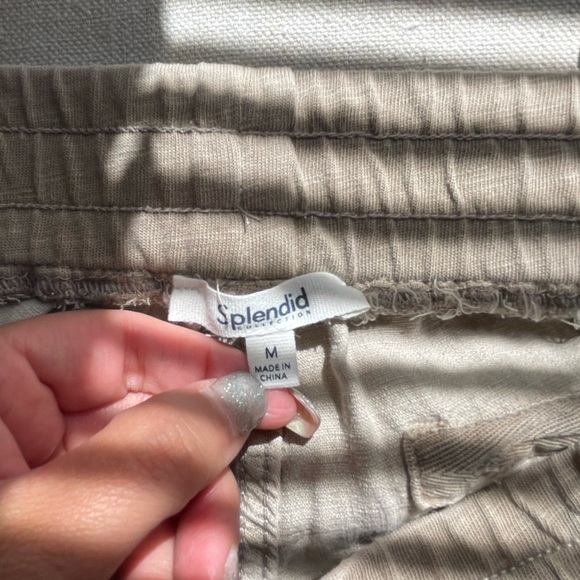 Splendid Tan Track Pants with Elastic Waistband and Tapered Fit - Picture 7 of 8